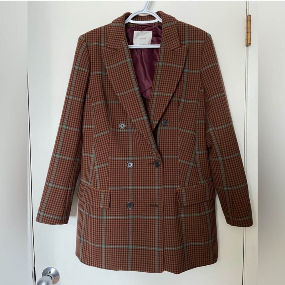 Wilfred Margaux plaid blazer coat size 8